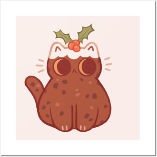 Christmas Pudding Cat Posters and Art